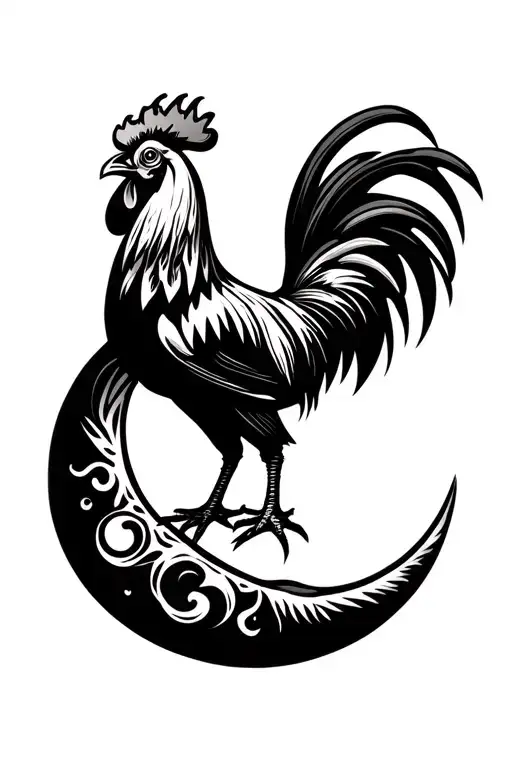 Cool Rooster On The Moon
