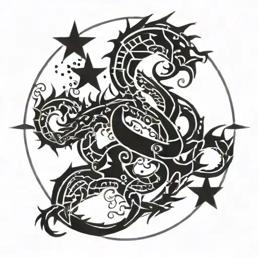 Dragonand Star Constellation Intertwined