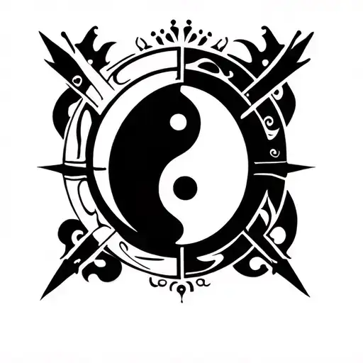 Yin Yang Round Bow Arrow With Crown