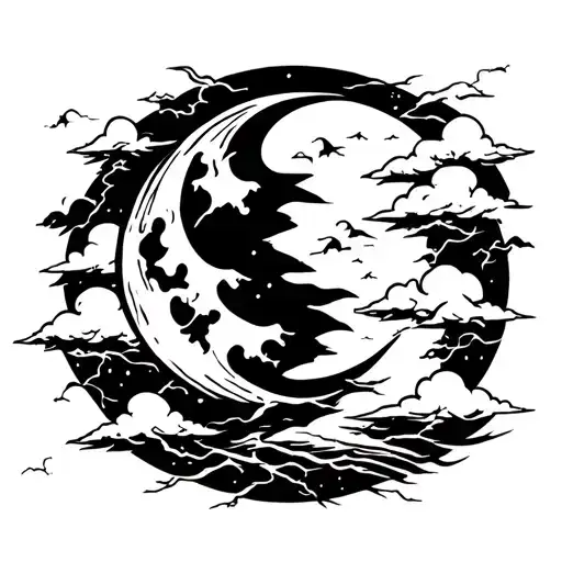 Clouds Storm Lightning Moon