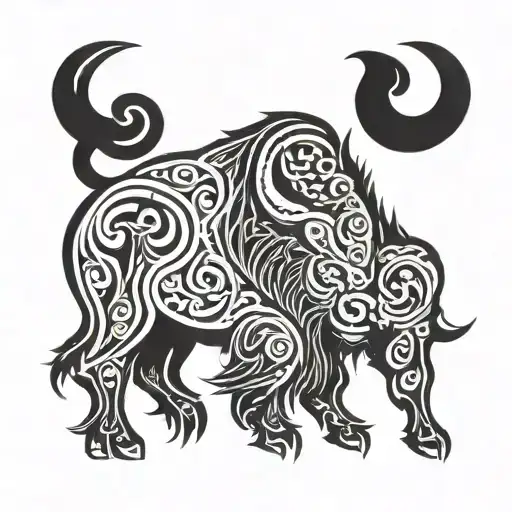 Scrollwork Bison