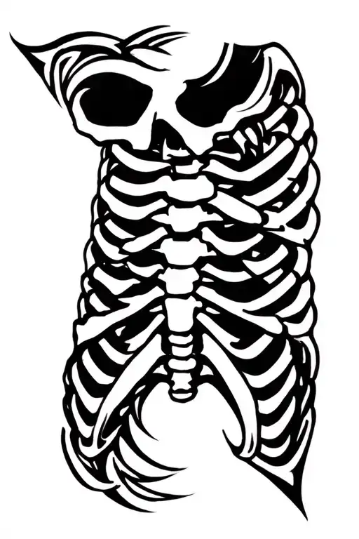 Rib Cage Tattoo Featuring