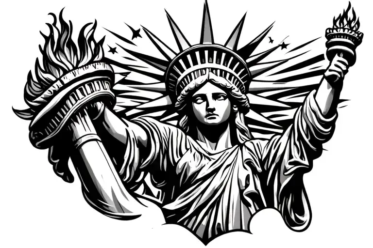 Statue Of Liberty Torch With Stars