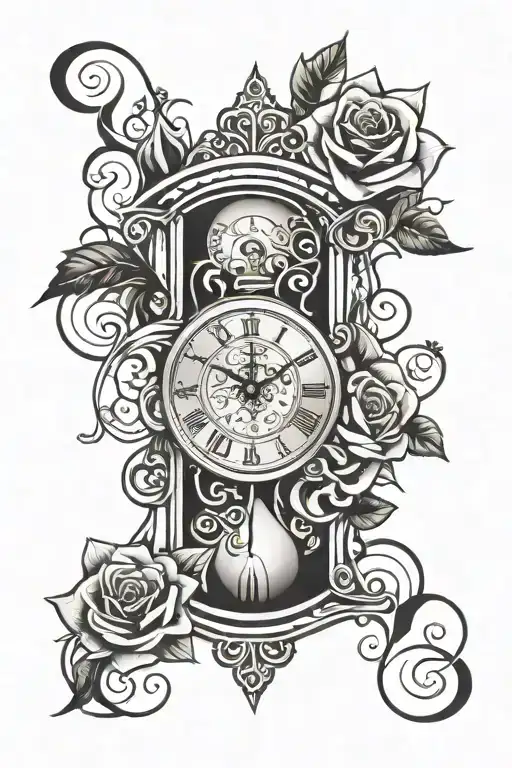Rose Hour Glass Clock