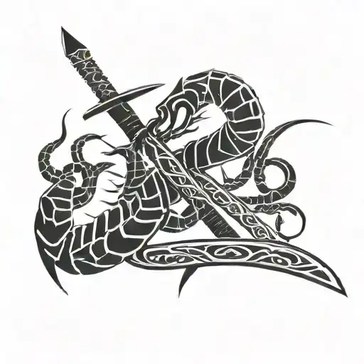 Scorpion Y Katana Swords Drawn