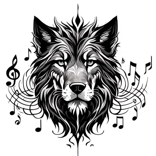 Gemini Lion And Wolf Surrounded My Music Notes