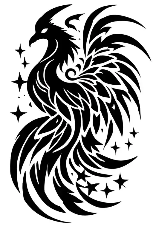 Phoenix Silhouette With Stars