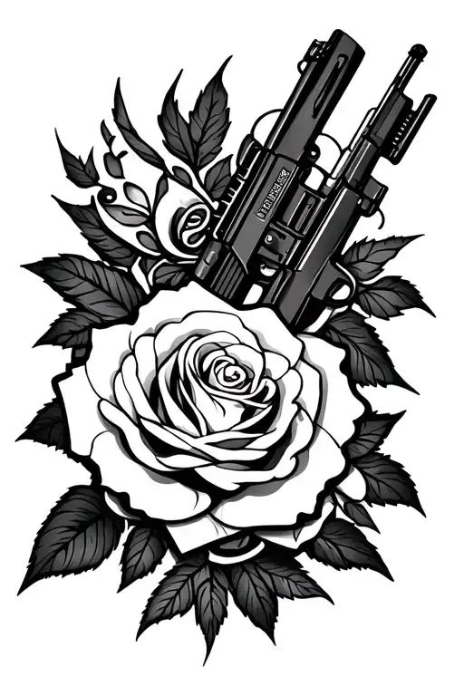 Ak47 Rose Tattoo Design