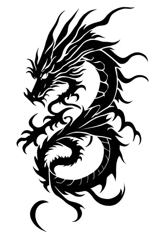 Neo Tribal Style In Form Of Dragon