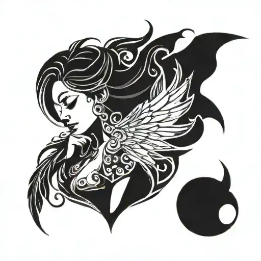 Nymph With Wings On Her Elbow