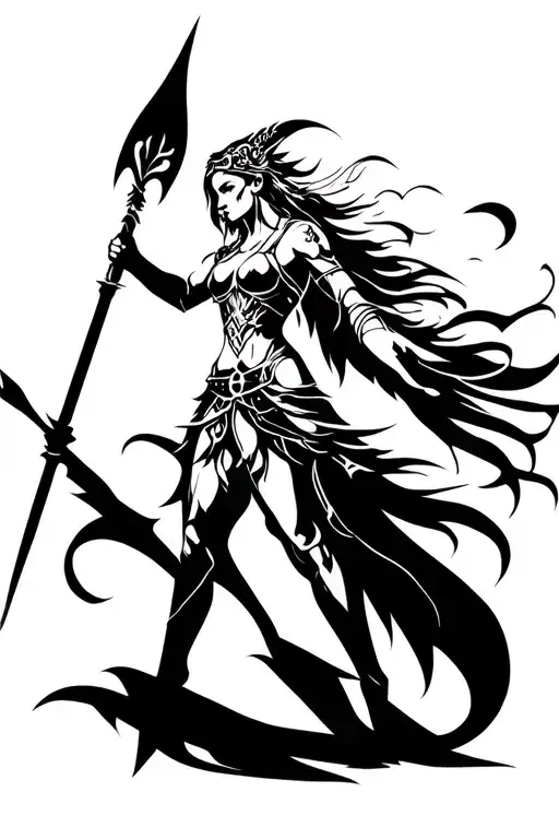 Valkyrie Warrior Wielding A Spear