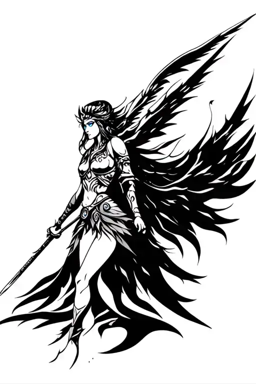 Valkyrie With Blue Eyes Warrior Wielding A Spear