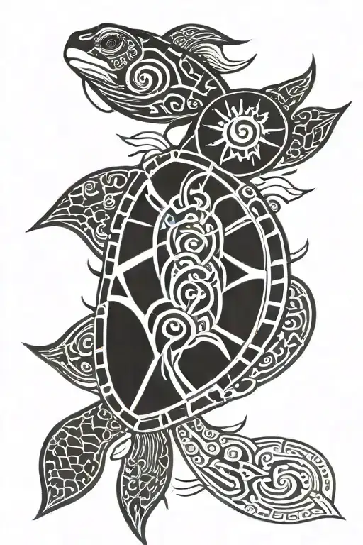 Fine Tattoo With An Integrated Turtle