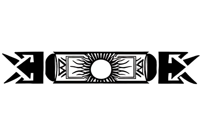 Greek Key Three Stars And A Sun Polynesian Arm Band