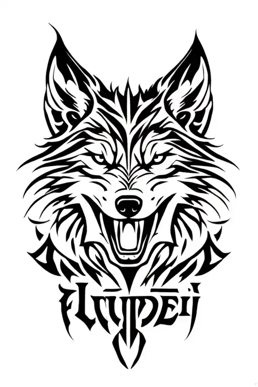 The Words Lupus Dei In The Shape Of A Wolf Head With Bared Teeth