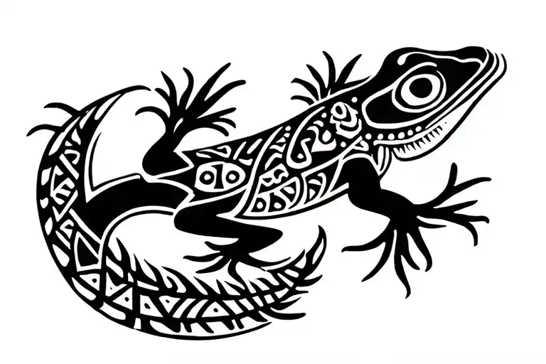 Black Polynesian Minimalist Gekco
