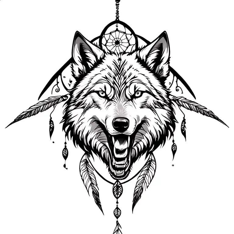 Dream Catcher Wolf Attacking Bad Dreams
