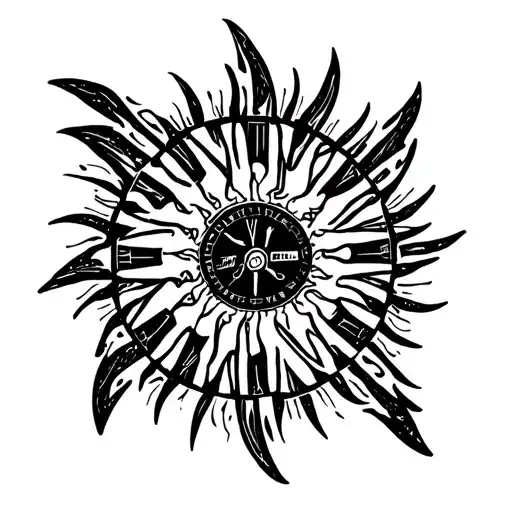 A Sun With Roman Numerals Intertwined