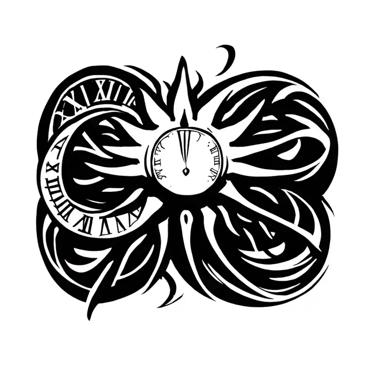 A Sun With Roman Numerals Intertwined