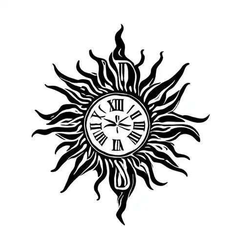 A Sun With Roman Numerals Intertwined