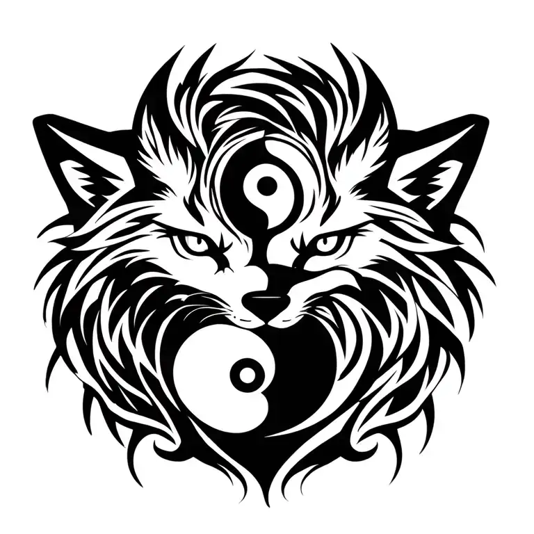 Lion And Fox Yin Yang Symbol