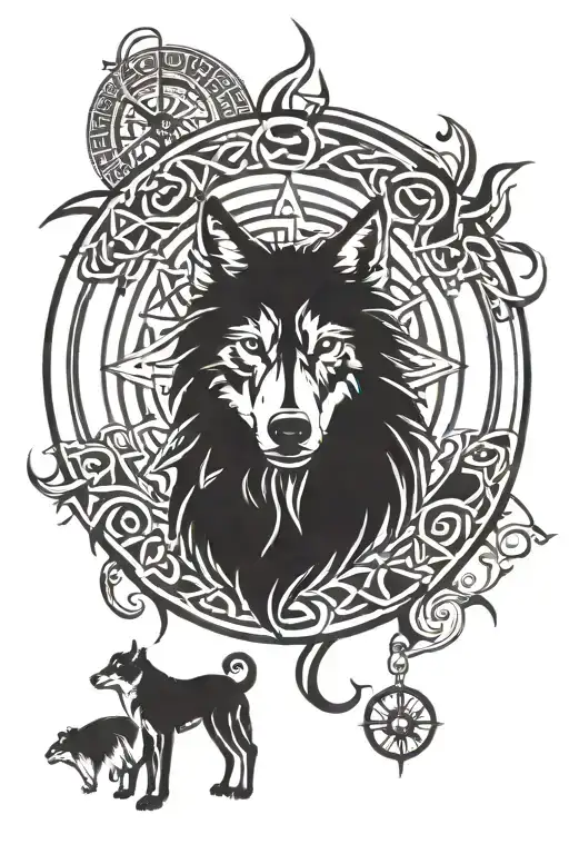 Celtic Compass Wolf Surrounded