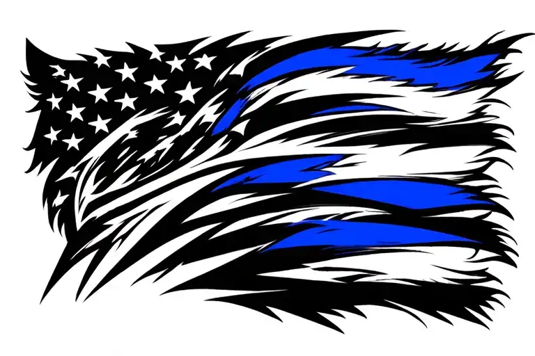 Thin Blue Line Flag Shaped Like Wolf