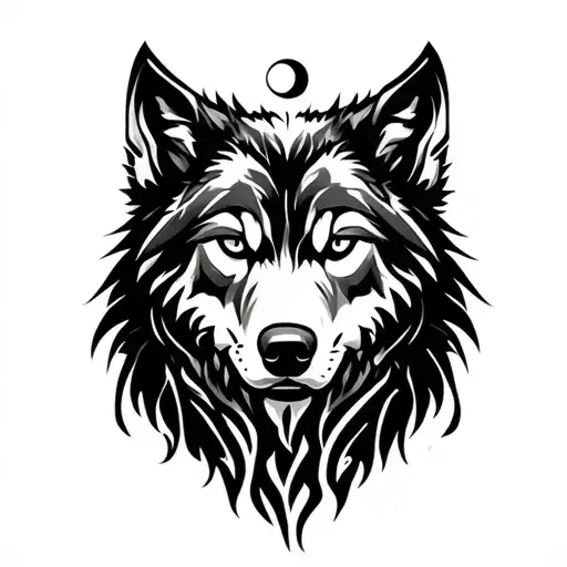 Wolf And Moon