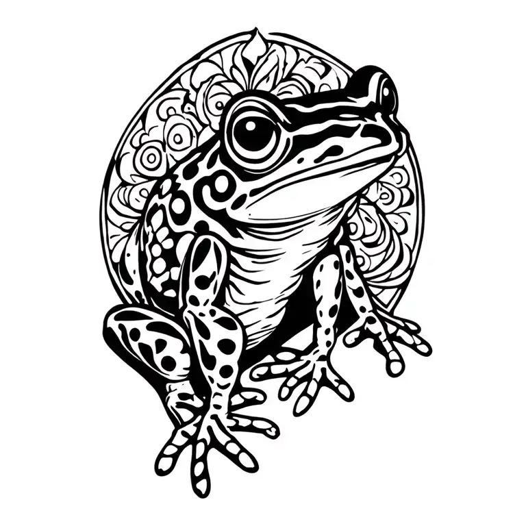 Thespesia Grandiflora And Coqui Frog Sitting