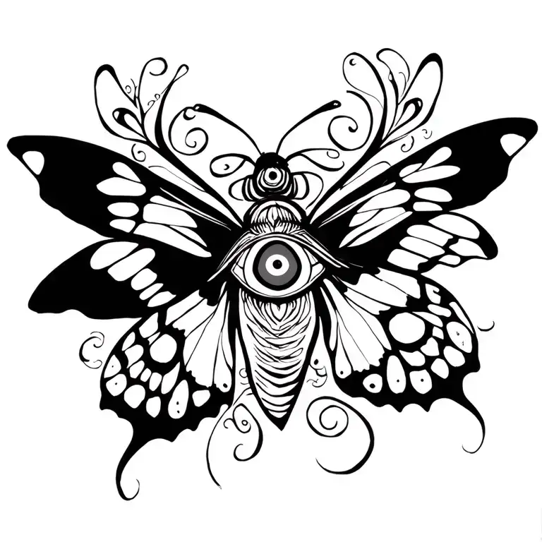 Moth And Butterfly With Third Eye