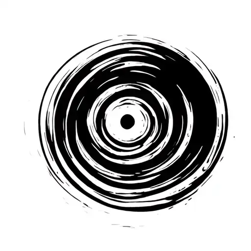 Thick Zen Brush Stroke Spiral With Holy Geometry Line Work Details