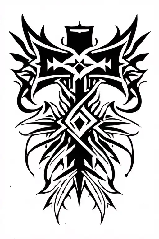 Filipino Tribal Tattoo Featuring Cross