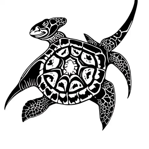 Manta Ray And Turtle