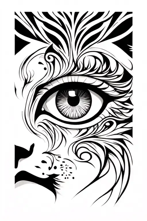 Lion Eye With Woman Eye