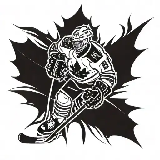 Maple Leaf With Hockey Player In It