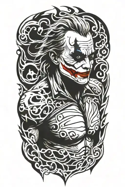 Heath Ledger Joker Behind Flames Left Arm Sleeve