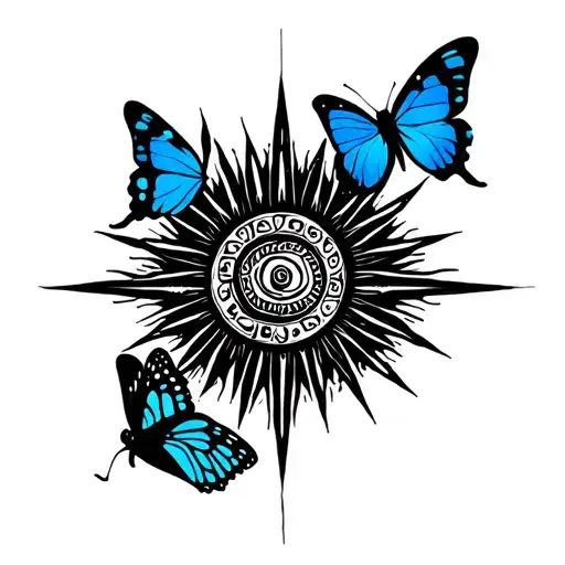 Azucenae And Butterflies And Sun