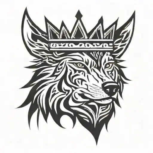 Wolf Silhouette With A Kings Crown