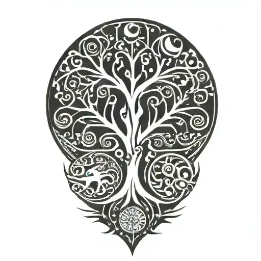 Tree Of Life And Sun And Moon