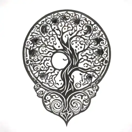 Tree Of Life And Sun And Moon