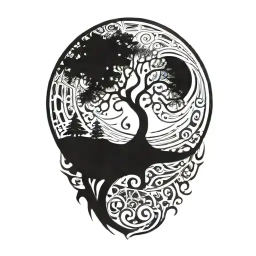 Tree Of Life And Sun And Moon