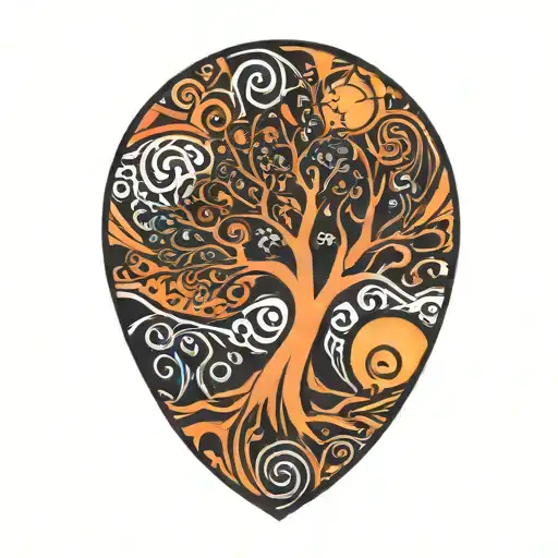 Tree Of Life And Sun And Moon