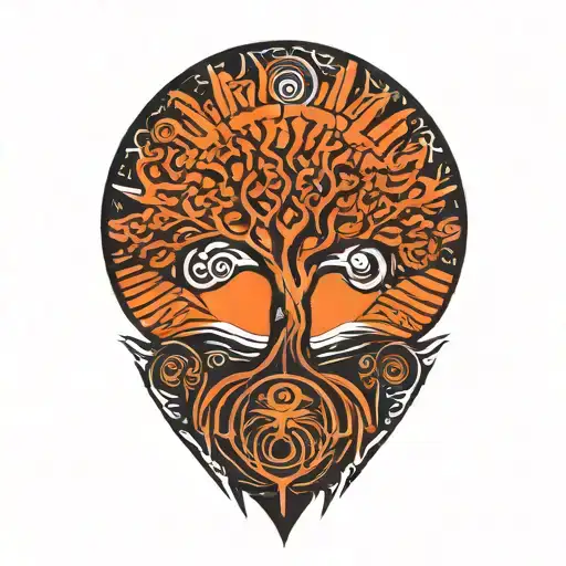 Tree Of Life And Sun And Moon