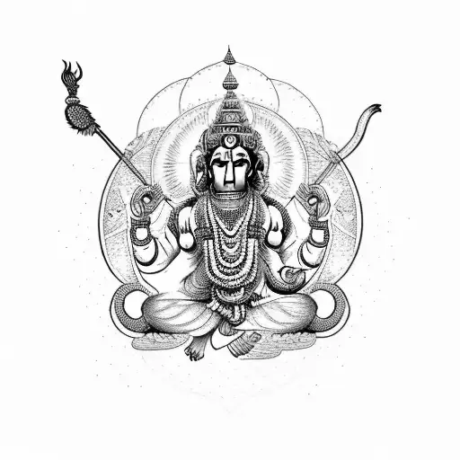 Hanuman Flying With Mountain Mandala