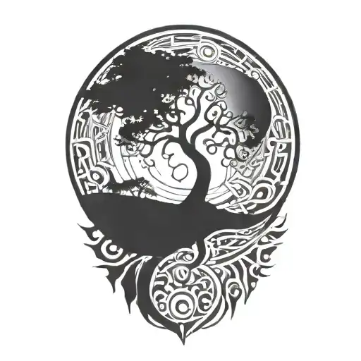Tree Of Life And Sun And Moon