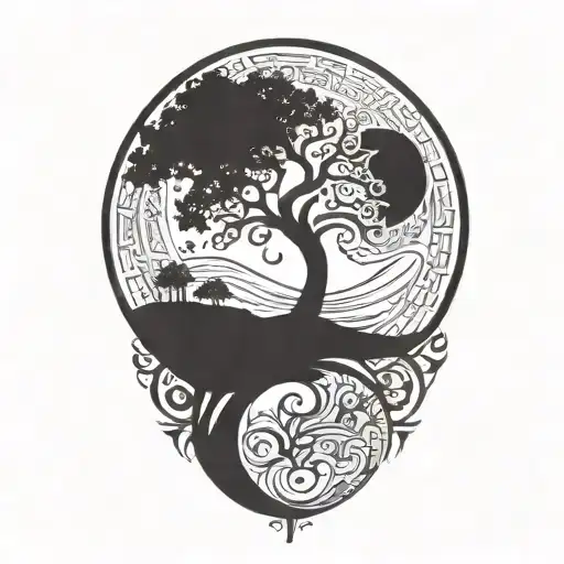 Tree Of Life And Sun And Moon