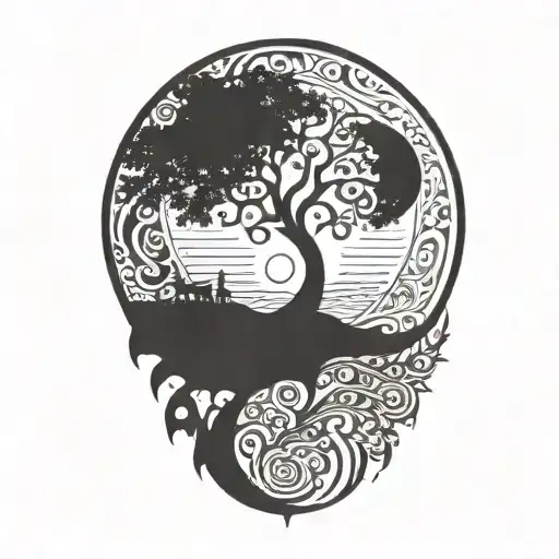 Tree Of Life And Sun And Moon