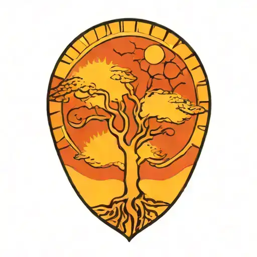 Tree Of Life And Sun And Moon