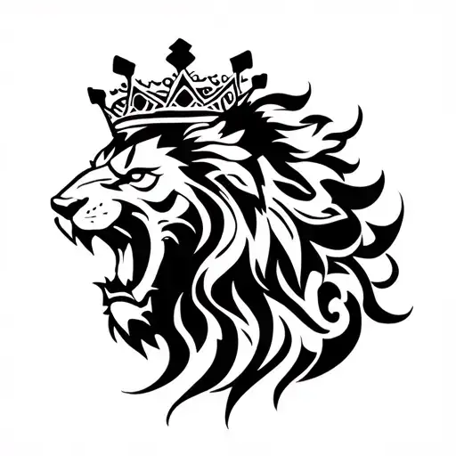 Roaring Lion Wearing A Crown