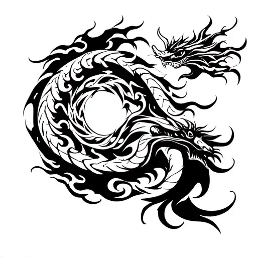 Circular Dragon In The Clouds